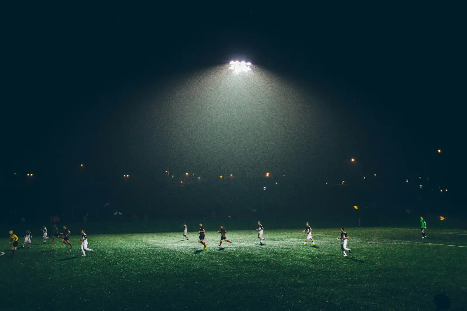 Evening training under the floodlights